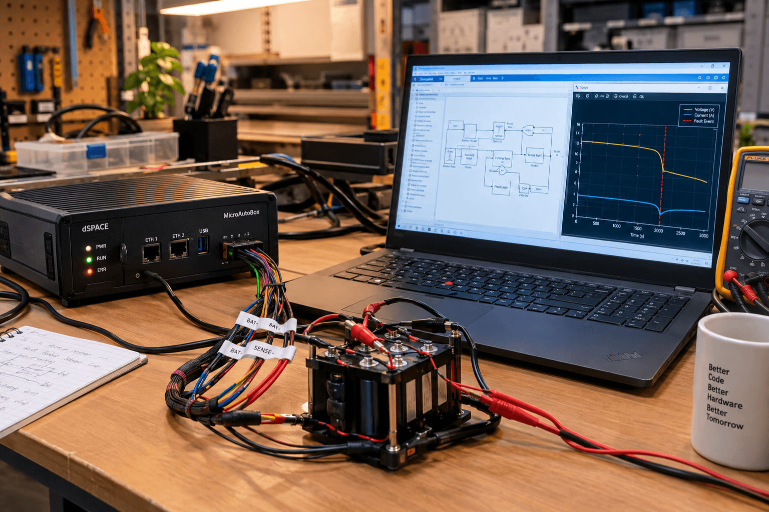 Electronics Lab Bench With Battery Testing Setup
