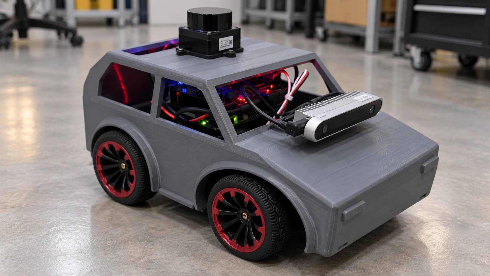 Prototype in a lab setting. AI visualization based on the supplied robot footage.
